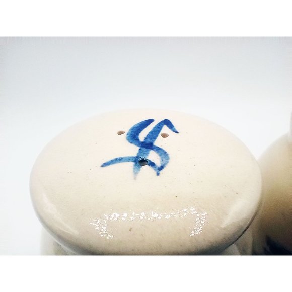 Salt & Pepper Shakers Pottery Stoneware Country Style Barn Scene Vintage 80s 3" - Picture 6 of 12